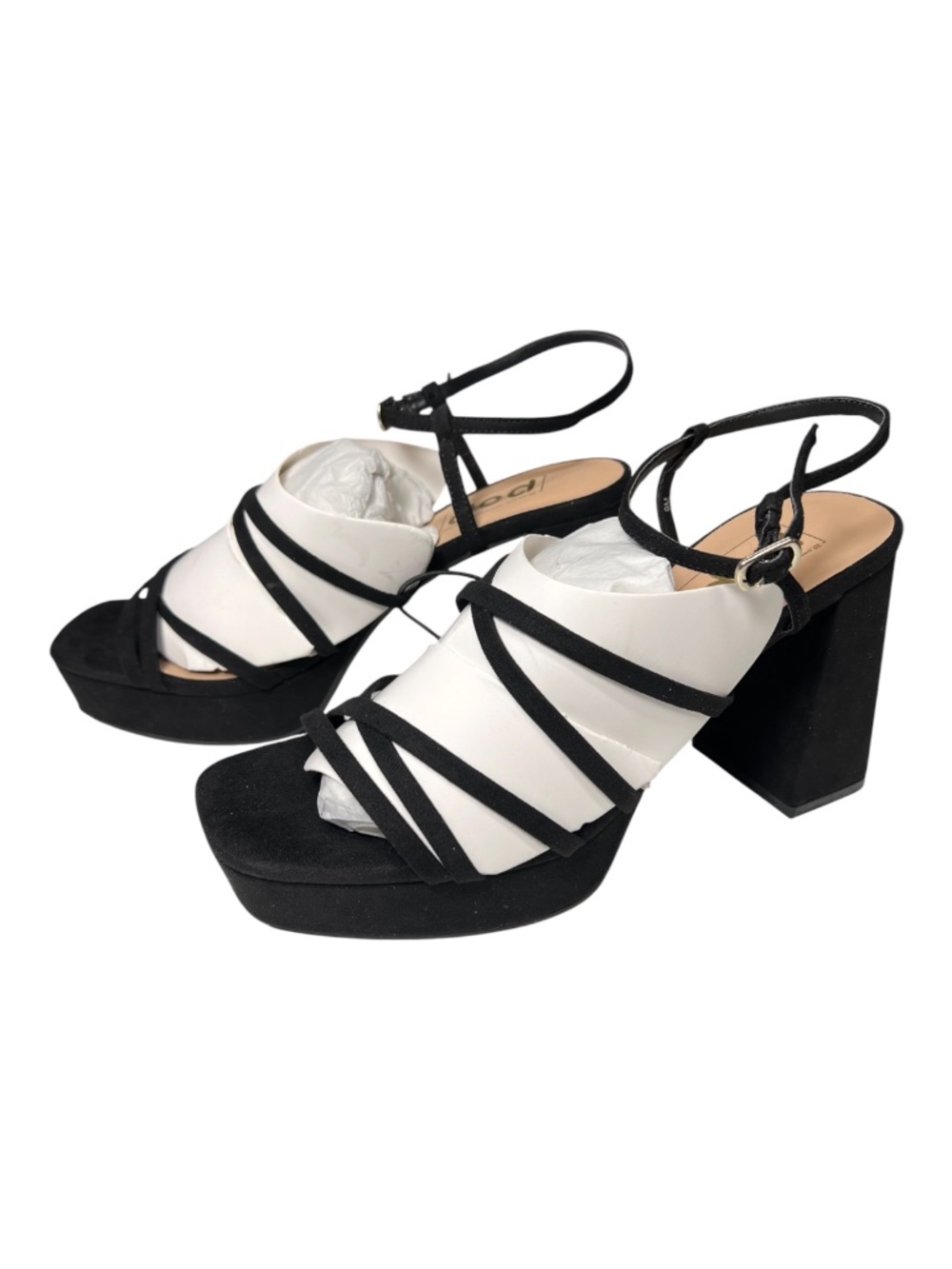 NWOT POP Kallie Platform Block Heel Sandals Black | Size 9M